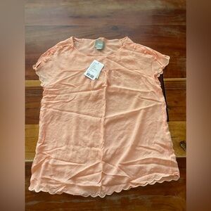 Anthropologie Maeve Peach Button-Detail Top